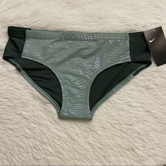 Nike Other - Nike Women Geo Onyx Hipster Bikini Bottom Color Silver Pine Size M NWT